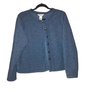 L.L. Bean Button Cardigan Sweater – Blue/Black Marbled | Size Medium Regular